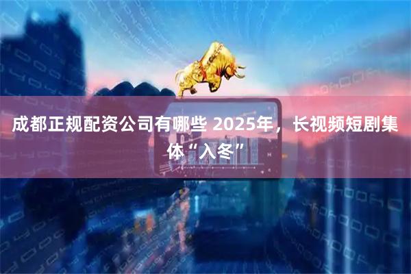 成都正规配资公司有哪些 2025年，长视频短剧集体“入冬”
